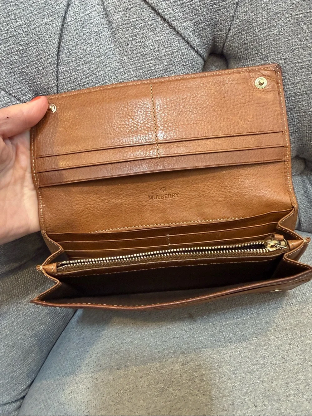Mulberry-Inspired Brown Leather Continental Wallet